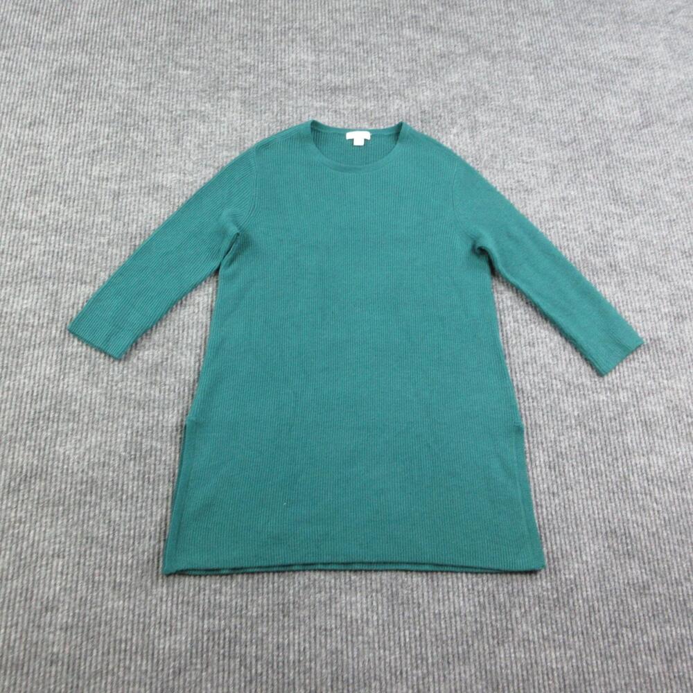 J. Jill Dress Womens XS Petite Green Sweater Dress Crew Neck Pockets Pullover